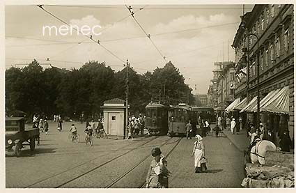 Helsinki, Esplanadinkatu, raitiovaunuja 