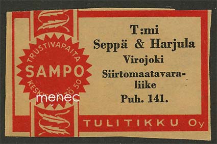 Kauppiasetiketti, T:mi Seppä & Harjula, Virojoki 