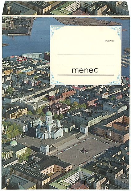 Helsinki, kirjekortti, ilmakuva ja neljä näkymää 