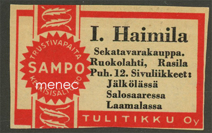 Kauppiasetiketti, I. Haimila, Ruokolahti, Rasila 