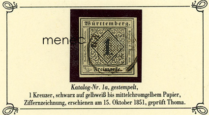 Saksa, Württemberg, käyttömerkit 1851, 1 Kr 