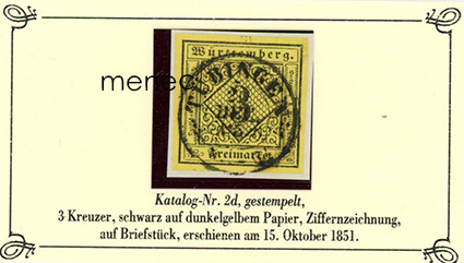 Saksa, Württemberg, käyttömerkit 1851, 3 Kr 