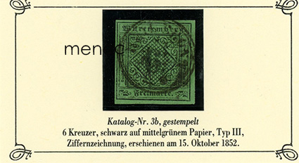 Saksa, Württemberg, käyttömerkit 1851, 6 Kr 