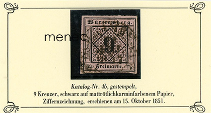 Saksa, Württemberg, käyttömerkit 1851, 9 Kr 