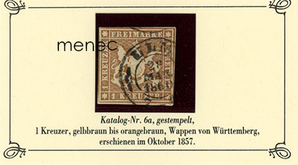 Saksa, Württemberg, käyttömerkit 1857, 1 Kr 