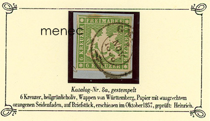 Saksa, Württemberg, käyttömerkit 1857, 6 Kr 