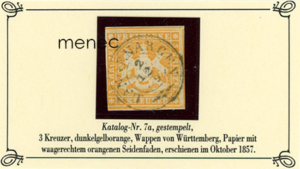 Saksa, Württemberg, käyttömerkit 1857, 3 Kr 