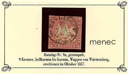 Saksa, Württemberg, käyttömerkit 1857, 9 Kr 