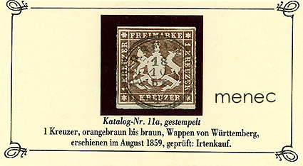 Saksa, Württemberg, käyttömerkit 1859, 1 Kr 