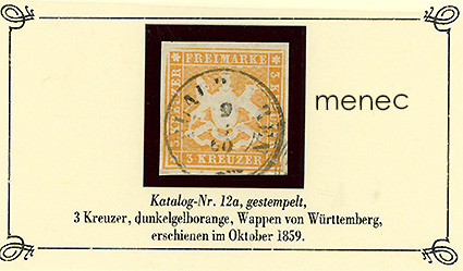 Saksa, Württemberg, käyttömerkit 1859, 3 Kr 