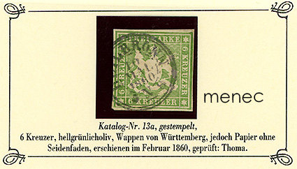 Saksa, Württemberg, käyttömerkit 1860, 6 Kr 