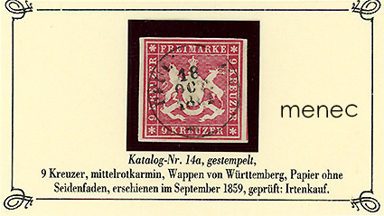 Saksa, Württemberg, käyttömerkit 1860, 9 Kr 