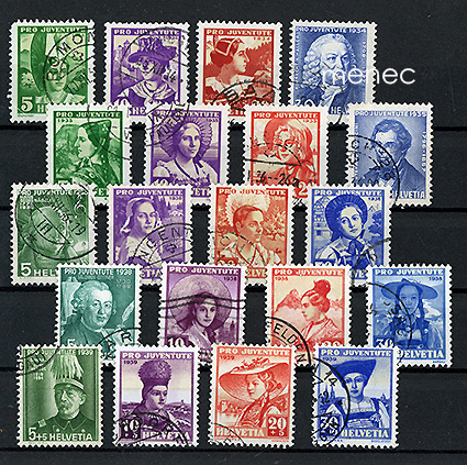 Sveitsi, Pro Juventute 1934-1936, 1938-1939 