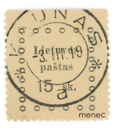Liettua, käyttömerkki 1919, Kaunas-editio, 15 Sk 