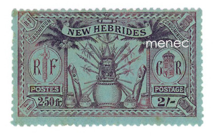 Iso-Britannia, Uudet Hebridit, brittiläiset käyttömerkit 1925, 2,50Fr/2Sh 