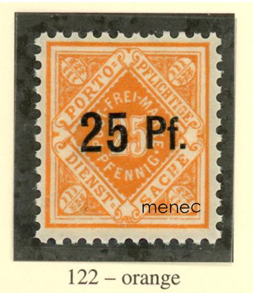 Saksa, Württemberg, virkamerkki 1916, ylipainama 25/25 Pf 