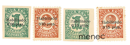Espanja, sisällissota, Mallorca 1936, 0,05-0,15c, ylipainamalla Habilitado 