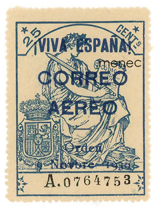 Espanja, sisällissota, Burgos, lentopostimerkki: 