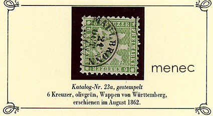 Saksa, Württemberg, käyttömerkit 1862, 6 Kr 