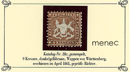 Saksa, Württemberg, käyttömerkit 1863, 9 Kr 