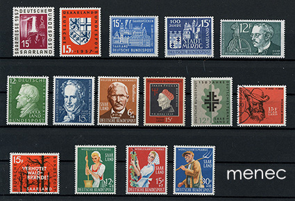 Saksa, Saar, Bund-merkkejä 1957-1959, 15 kpl 