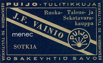 Kauppiasetiketti, J. F. Vainio, Sotkia, Akaa 