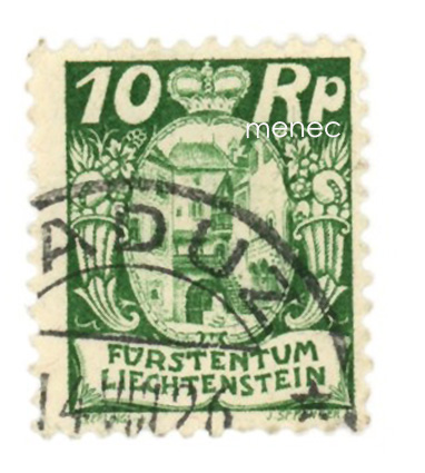 Liechtenstein, käyttömerkki 1924, linna, 10Rp 