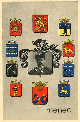 Mannerheim vaakunoiden keskellä 