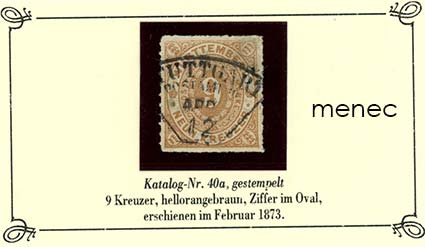 Saksa, Württemberg, käyttömerkki 1873, 9 Kr 