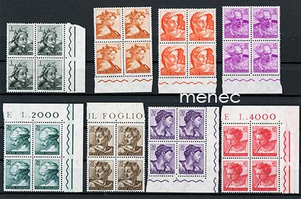Italia, käyttösarja 1961, Michelangelon Sikstiiniläiskappelifreskon henkilöitä, päätynelilöt 