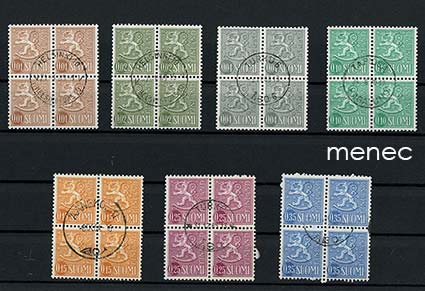 Yleismerkkisarjaa 1963-1968, 7 nelilöä, eri painoeriä 