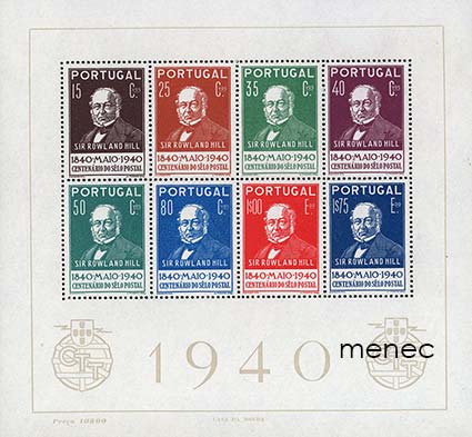 Portugali, 100 vuotta postimerkkejä 1940, pienoisarkki 