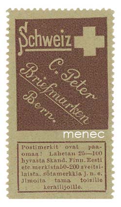 C. Peter Briefmarken, Bern. Suomenkielinen mainosmerkki 