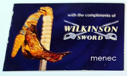 Taittokortti, Wilkinson Sword, 2 näyteterää 