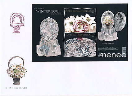 Suomalainen postimerkki 150 vuotta, Carl Fabergé, pienoisarkki BL39, FDC 