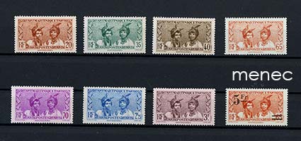 Ranska, Martinique, Kotimaisia aiheita -käyttömerkkejä 1933-1936, 18 kpl 
