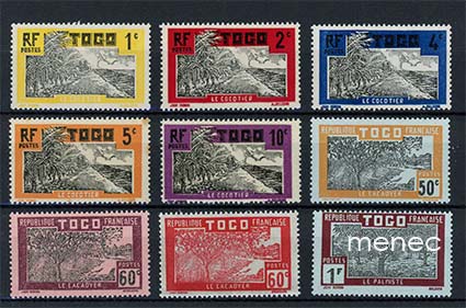 Ranska, Togo, käyttö- ja virkamerkkejä 1924-1927, 14 kpl 