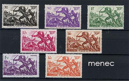 Ranska, Togo, käyttömerkkejä 1941-1942, 14 kpl 