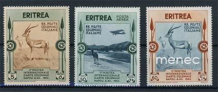 Italia, Eritrea, kv. siirtomaanäyttely Napolissa 1934, 3 kpl 