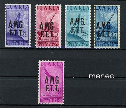 Italia, Trieste, langaton lennätin 1947, 5 kpl 