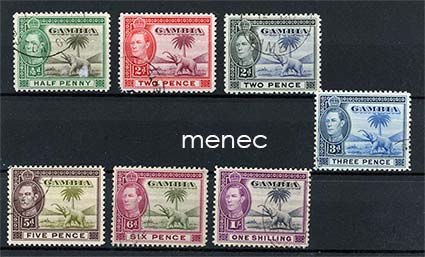 Iso-Britannia, Gambia, käyttösarjaa 1938, 7 kpl 