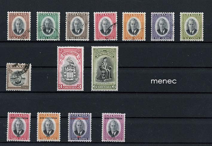 Iso-Britannia, Grenada, käyttösarjaa 1951, 8 kpl, L-Intian yliopisto 1951, uusi perustuslaki 1951 