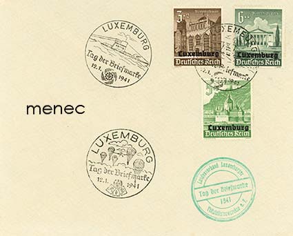 Saksa, miehitetty Luxemburg, Talviapusarjaa ylipainamin, Postimerkin päivän FDC 21.1.1941 