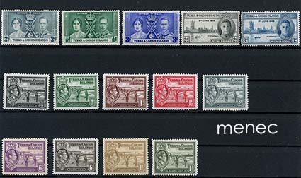 Iso-Britannia, Turks- ja Caicossaaret, kruunajaiset 1937, voitto 1946, käyttösarjaa 1938 