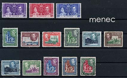Iso-Britannia, Saint Vincent ja Grenadiinit, kruunajaiset ja käyttösarjaa 1938