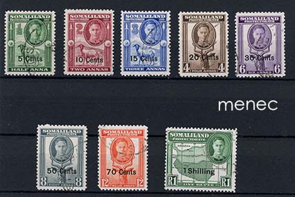Iso-Britannia, Somalimaa, käyttösarjaa 1951, uudet arvot ylipainamana 