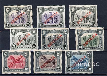 Portugali, Nyassa Company, käyttösarjaa 1911, julkaisematon sarja Republica-ylipainamalla 