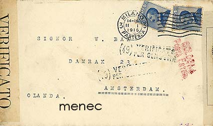 Italia, postilähetys Hollantiin 1916, 2x25c 