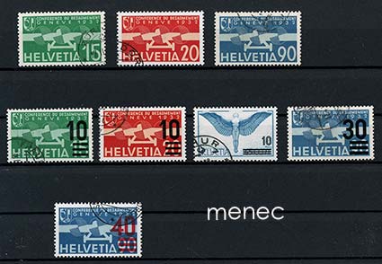 Sveitsi, lentopostimerkkejä ylipainamin 1932-1938 