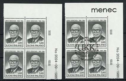 Urho Kekkonen 1986, nro-nelilöt, postituore ja loisto 